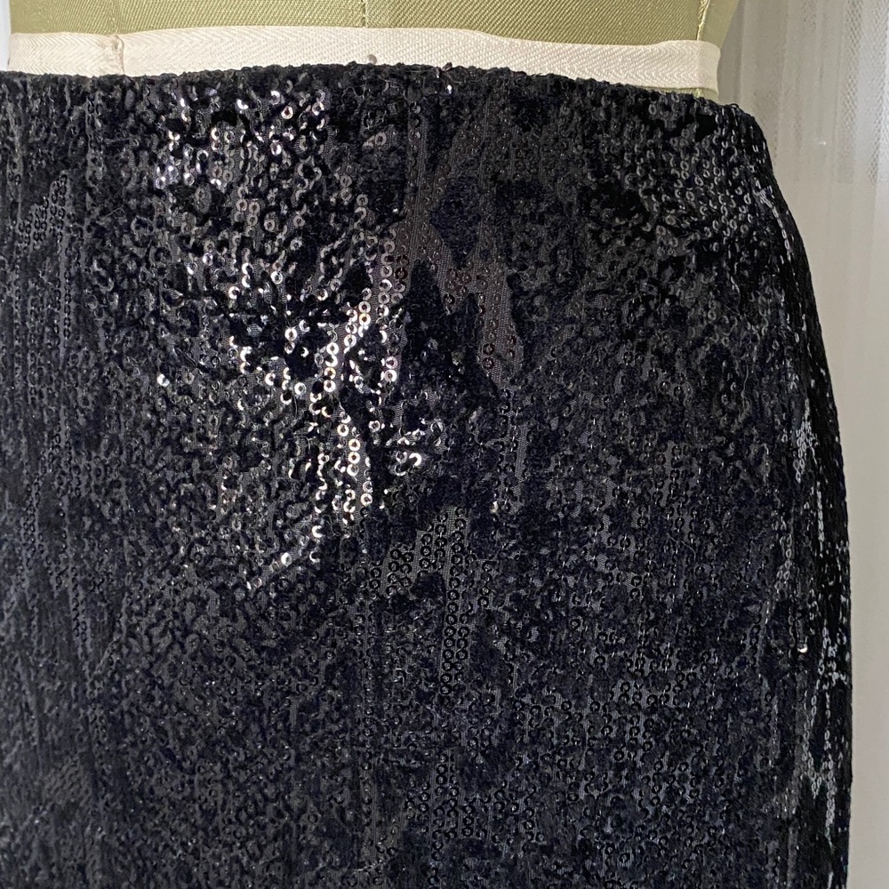 Elegant Black Sequin Velvet Pencil Midi Skirt! Sz10 by Melanie Lyne - Picture 5 of 17
